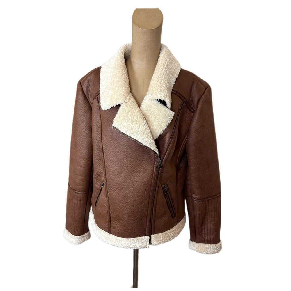 Iddlywind By Miranda Lambert Faux Sherpa & Faux Leather Jacket Size XL